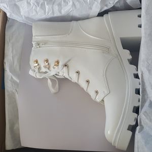 Size 8 White combat platform booties